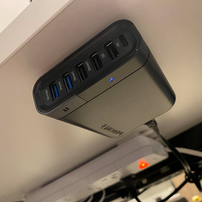 ไอเดียสำหรับติด RAVPower 6 Ports USB-C Charger ไว้กับโต๊ะทำงาน