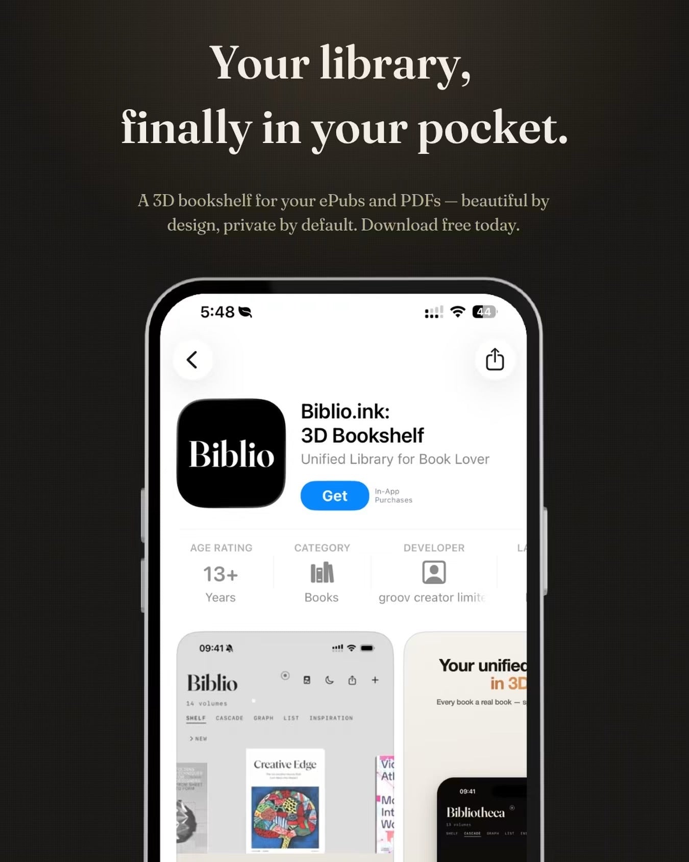 Biblio.ink 3D bookshelf