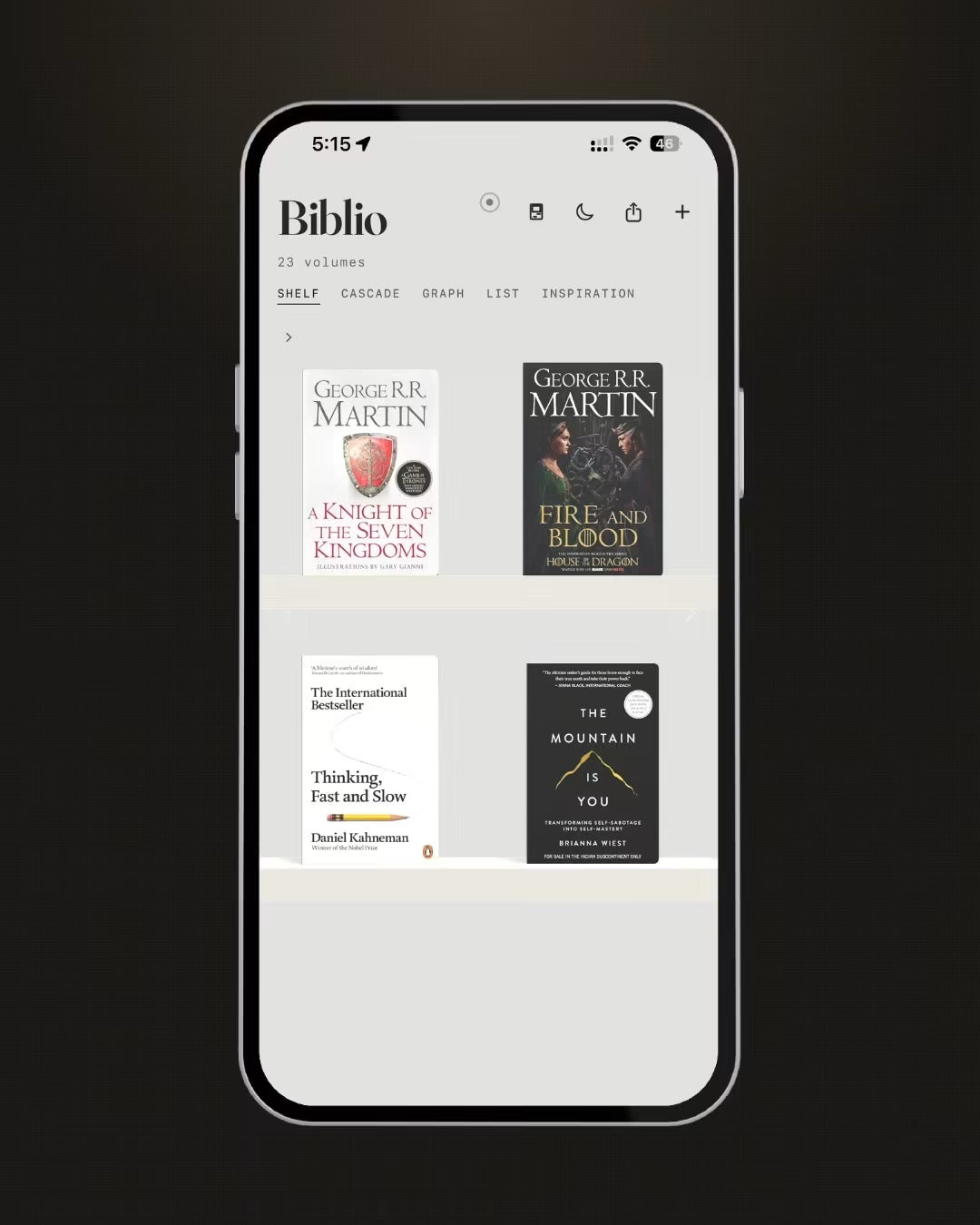 Biblio.ink 3D bookshelf