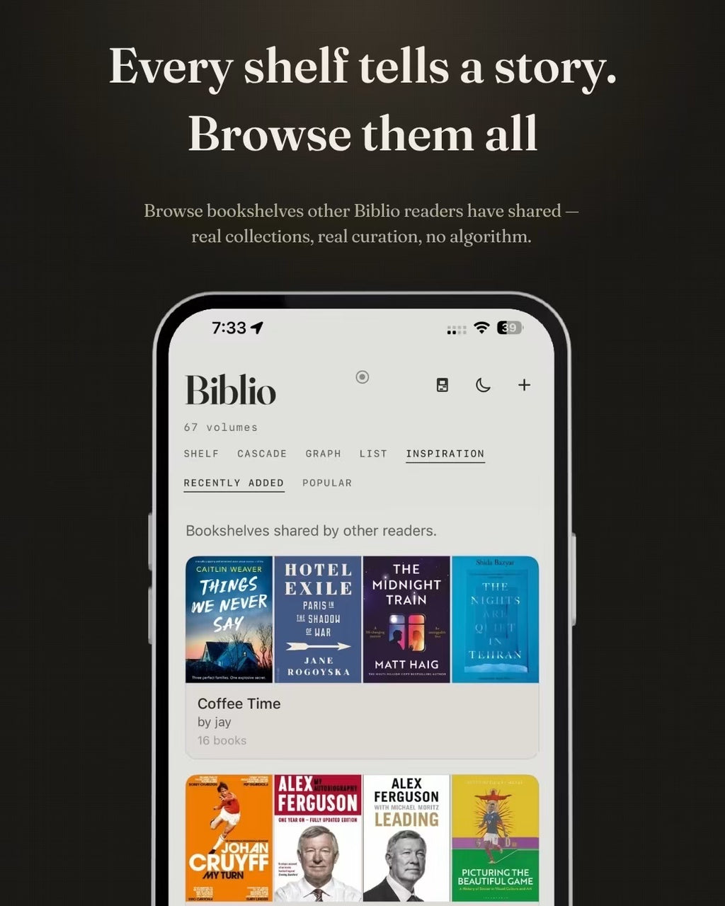 Biblio.ink 3D bookshelf
